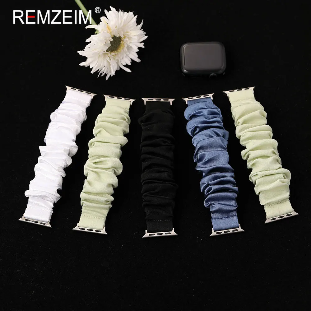 Scrunchie Wrist Band for Iwatch 38-49mm Women Elastic Watch Strap for Apple Watch Series 1-11 Ultra SE 3 2 1 Fashion Bracelet