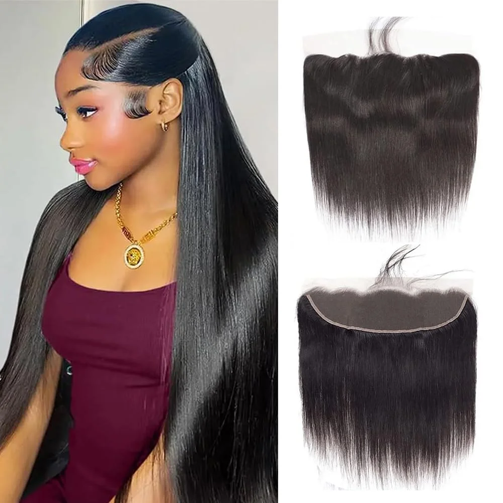 

Lemoda 13x4 Frontal Straight HD Transparent Lace Frontal Only Brazilian Virgin Human Hair Pre Plucked Natural Hairline 14-24inch