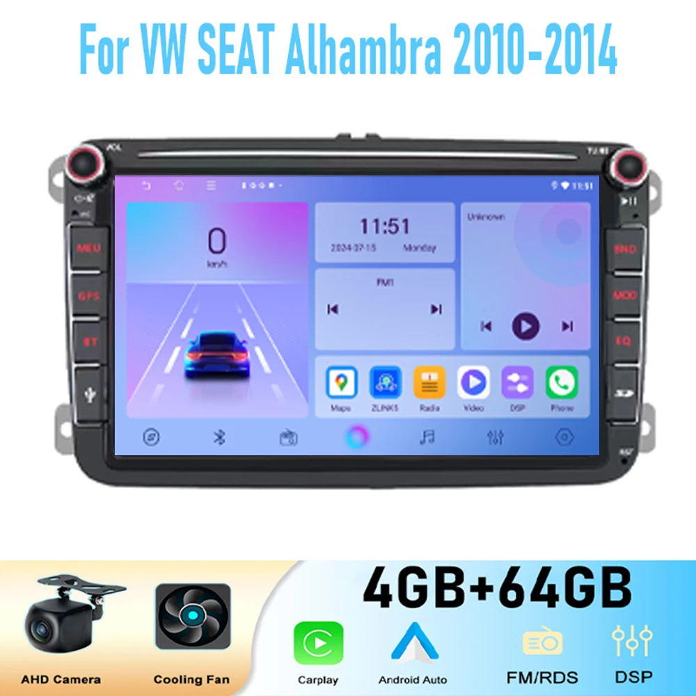 

8" For VW SEAT Alhambra 2010-2014 Car Stereo Radio Carplay Android Auto Head Unit BT GPS Navi Reversing Image Multimedia Player