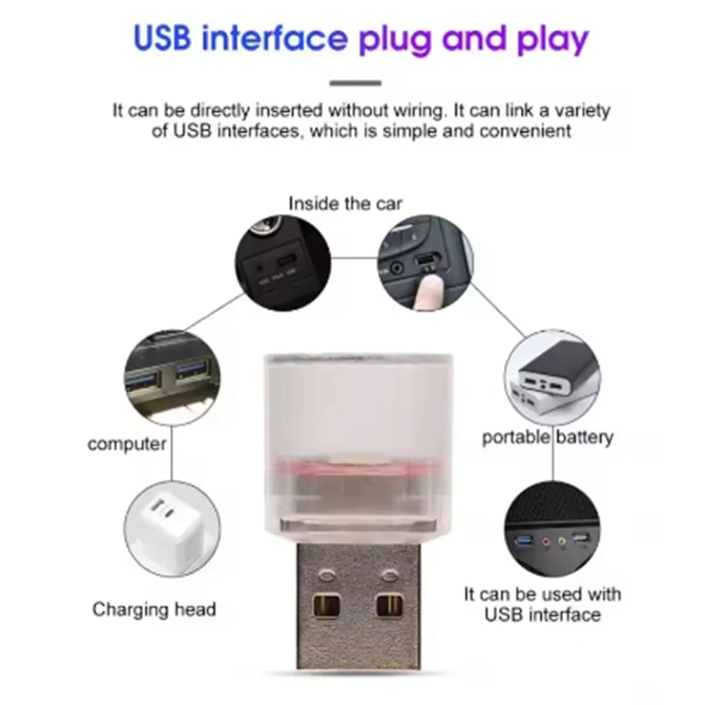 5-color car mini light USB plug LED ambient light car decorative light emergency lighting car interior night light image 6