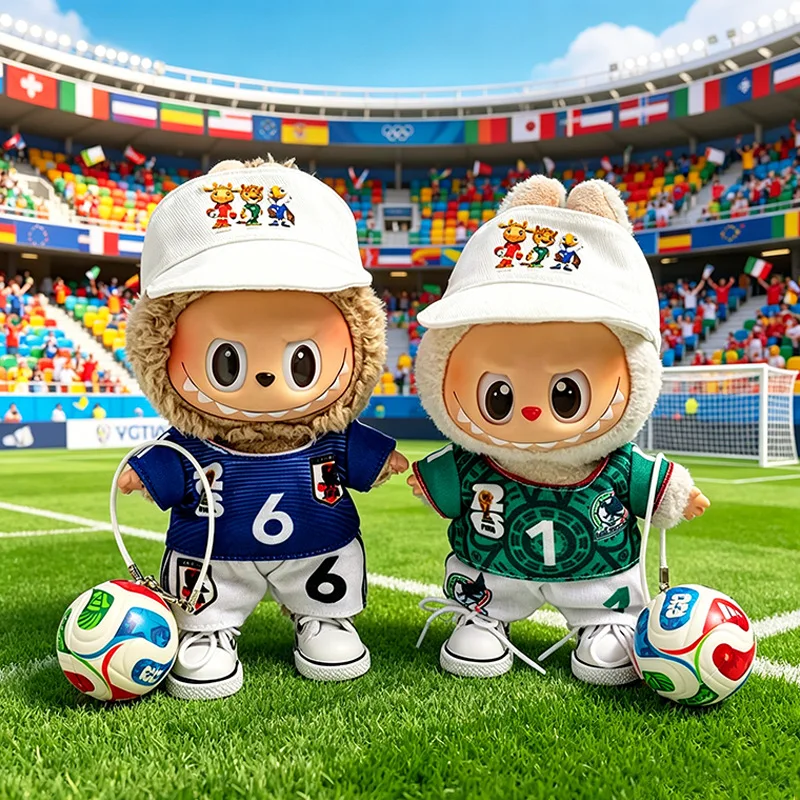 Conjunto de Uniforme de Fútbol para Labubu, Camiseta del Equipo de Fútbol de México y Japón, Accesorios de Ropa para Muñecos de Peluche Mini