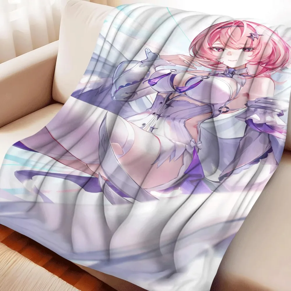 Flannel Throw Blanket Remielle Anime Pink Short Hair Girl Print Soft Warm Lightweight Sofa Bed Blanket Home Decor