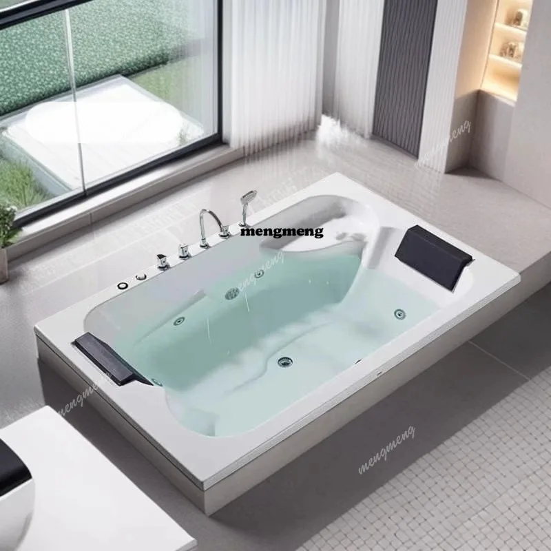 Recessed rectangular double massage tank Household bathtub Acrylic outdoor hot spring