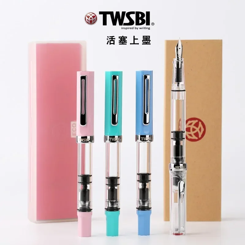 Hot TWSBI ECO Piston Pen Transparent Resin Fountain Pen Holder Large Capacity Ink Storage Student Writing Business Supplies Gift