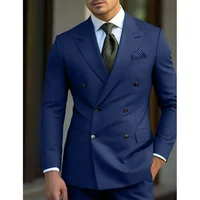 man 2 piece outfit set Pointed collar high-quality slim jackets men's suit with peak lapel for wedding Summer beach 6