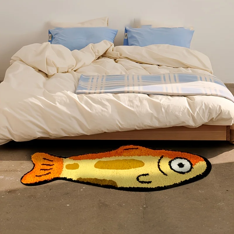 VIKAMA Salted Fish Shape Creative Carpet Cartoon Carpet Bedroom Bedside Rugs Non-Slip Bathroom  Mat  Rug For Bedroom Home Deco