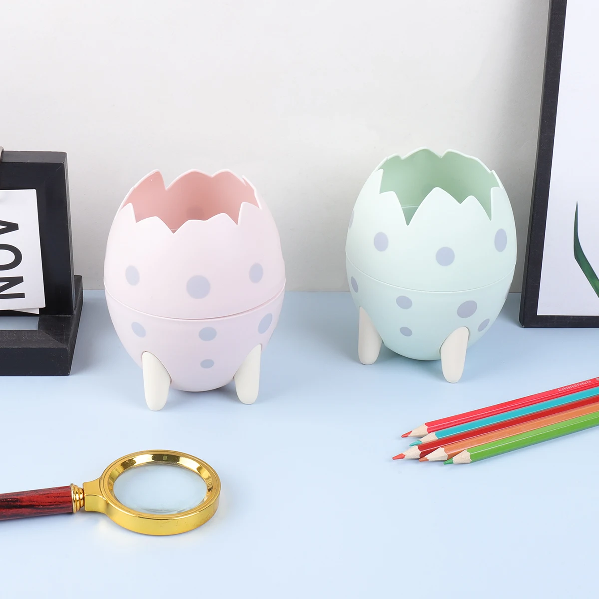 Cartoon Dinosaur Egg Pen Holder - Cute Novelty Pencil Pot De