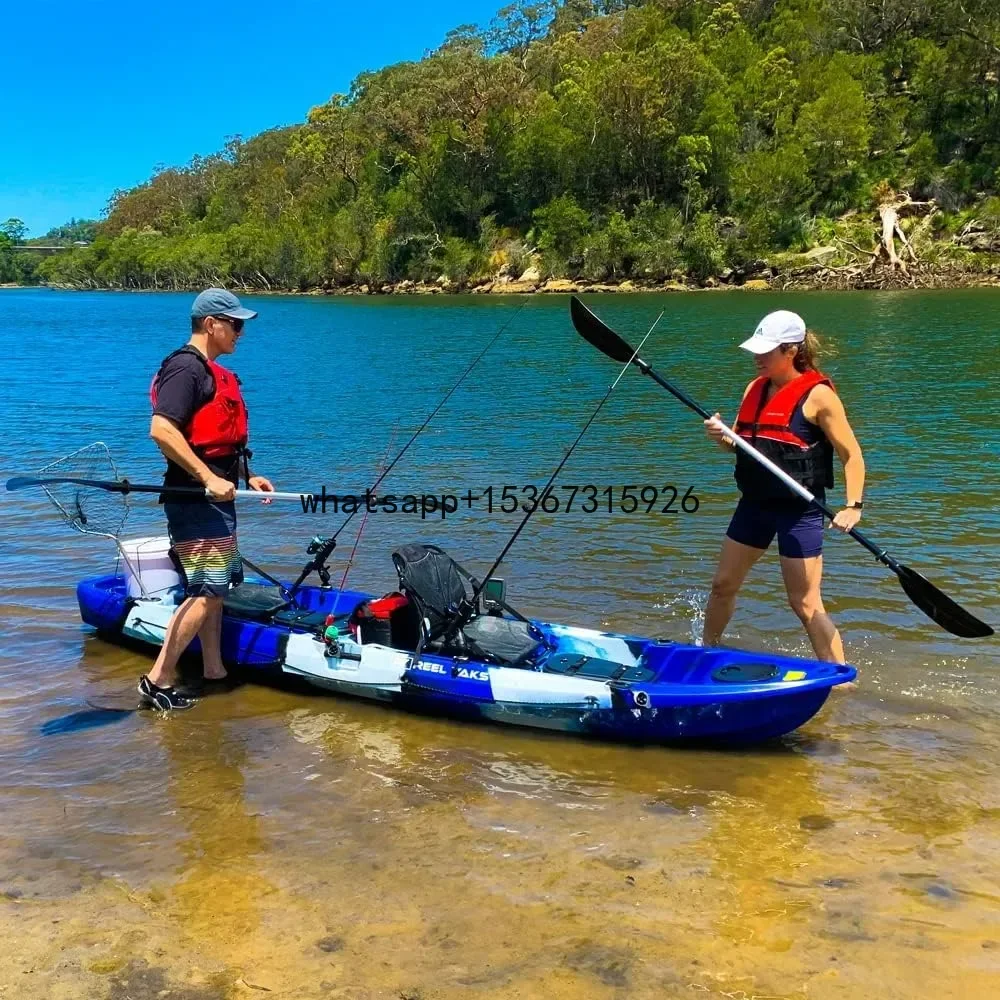 

Tandem Fishing Angler Kayak | 2 or 3 Person | 12.5’ Sit on Top | 550lbs Capacity W/Kayak Trolley, Adult Youths Angler Kayak