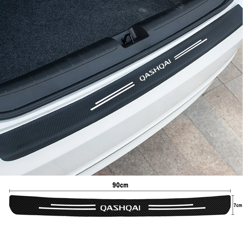 Car Rear Trunk Door Protector Stickers for Nissan Qashqai J10 J11 Logo Carbon Fiber Trunk Bumper Guard Plate Anti-Scratch Decal