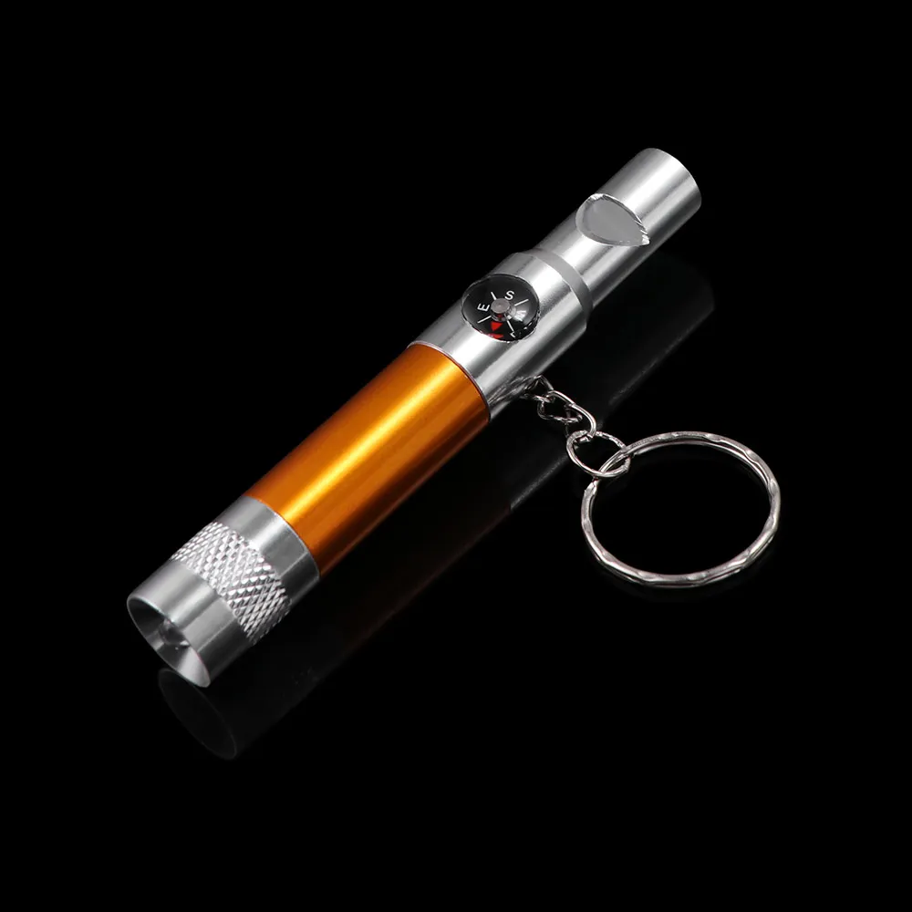Kit LED Tools Climbing Outdoor Light Hiking Tool Keyring Keychain 3-In-1 Whistle Compass Flashlight