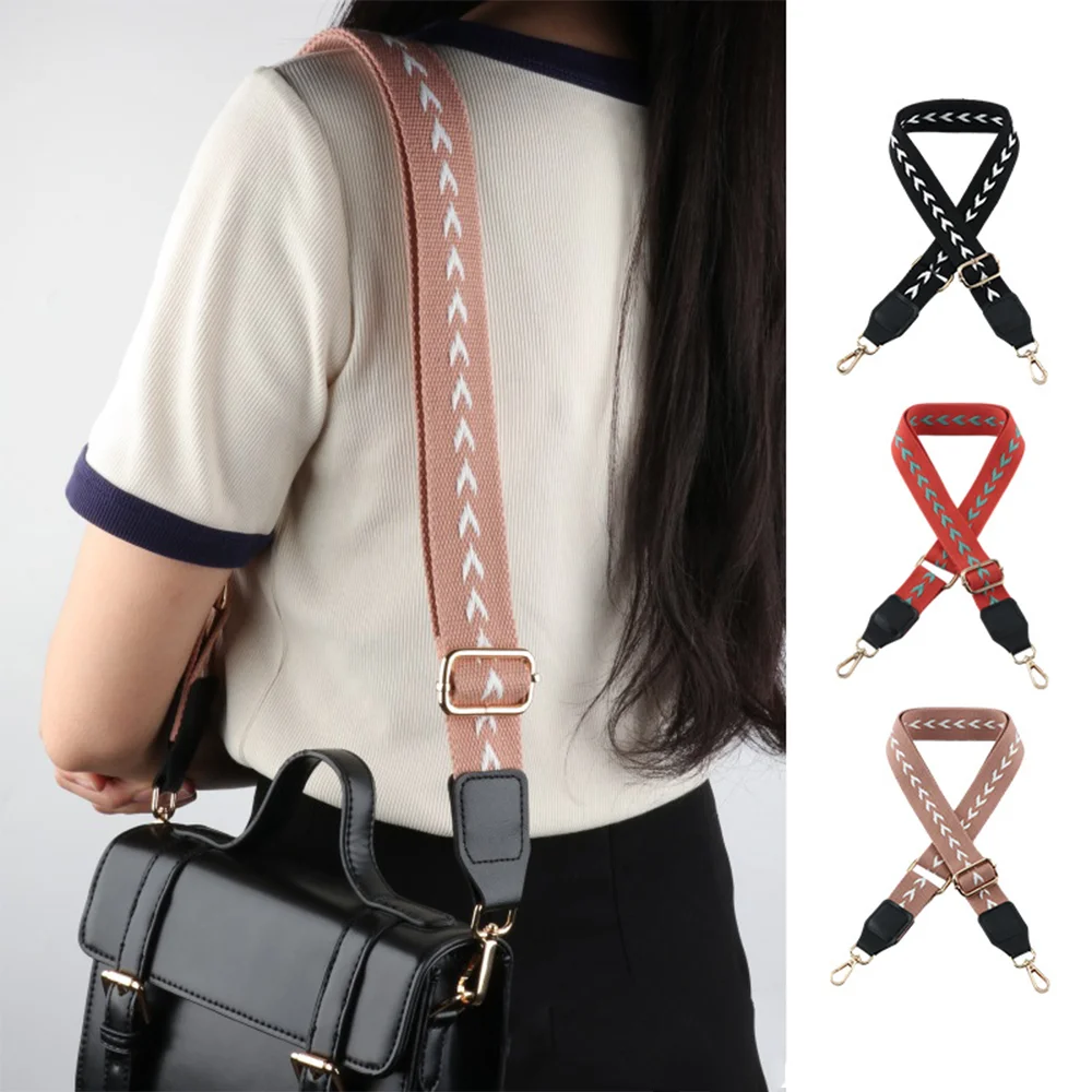 

3.8CM New Adjustable Strap Width Women's Crossbody With Colourful Stripe Pattern Diy Thickened Fashion Nylon Bag Carrying Strap