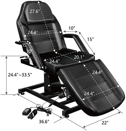 Electric Height Adjustable Salon Tattoo Chair Esthetician Bed, Multi-Purpose Facial Bed Chair for Barber Spa Beauty Salon