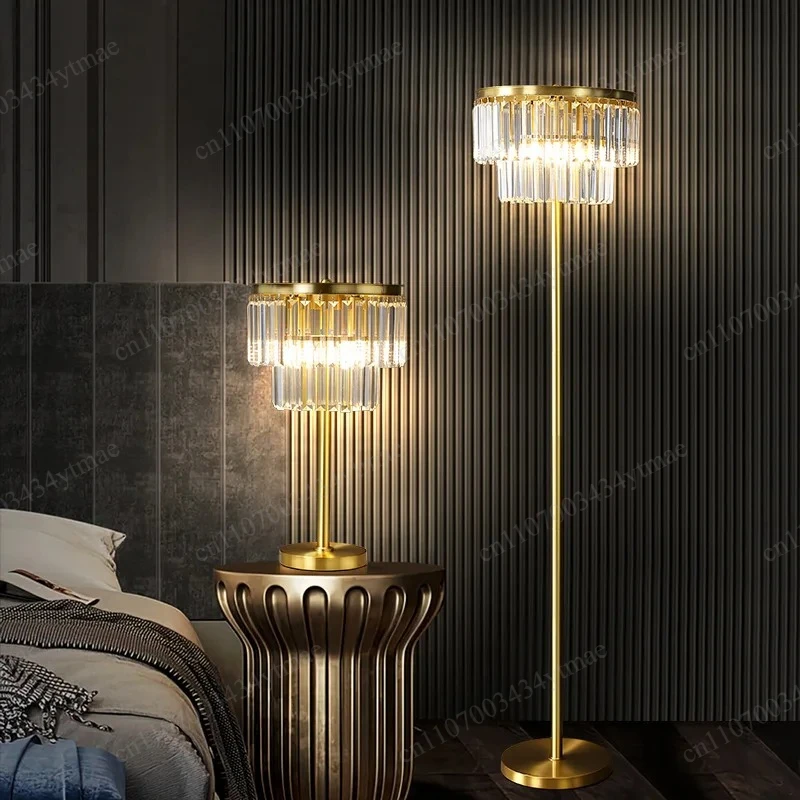 Crystal Floor Lamp with Socket Modern Style Standing Light for Hotel Living Room Reading