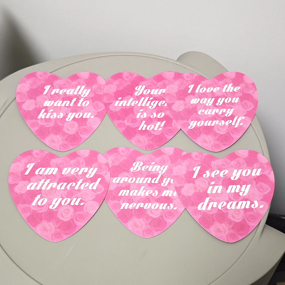 Love Confession Cards 55 Pcs Heart-shaped Oracle Cards for Lovers with Meanings on It 8.5*8.5cm