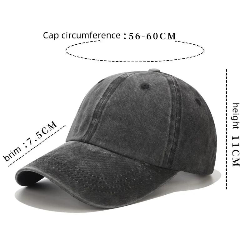 Baseball Cap Washed Cotton Men Women Snapback Hat Vintage Hip Hop Caps Solid Color Dad Hat Bone Casquette Outdoor Casual Sport