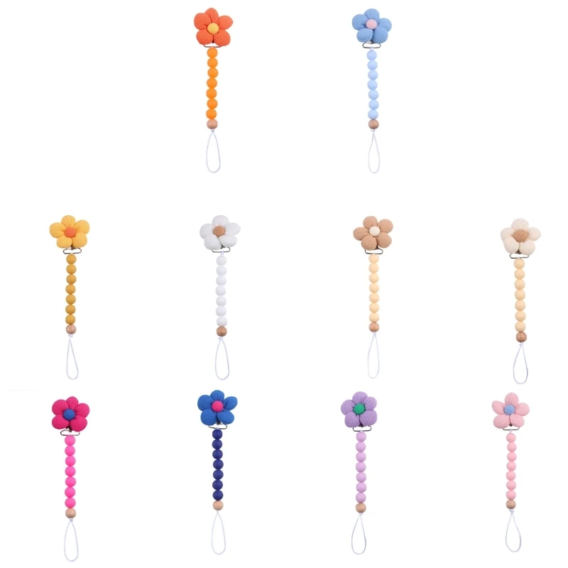 Pacifier Clip Chain Beaded Flower Pacifier Clip Holder Strap Toddlers Crib Pendant Organiser Infants Soother Toy Lanyard