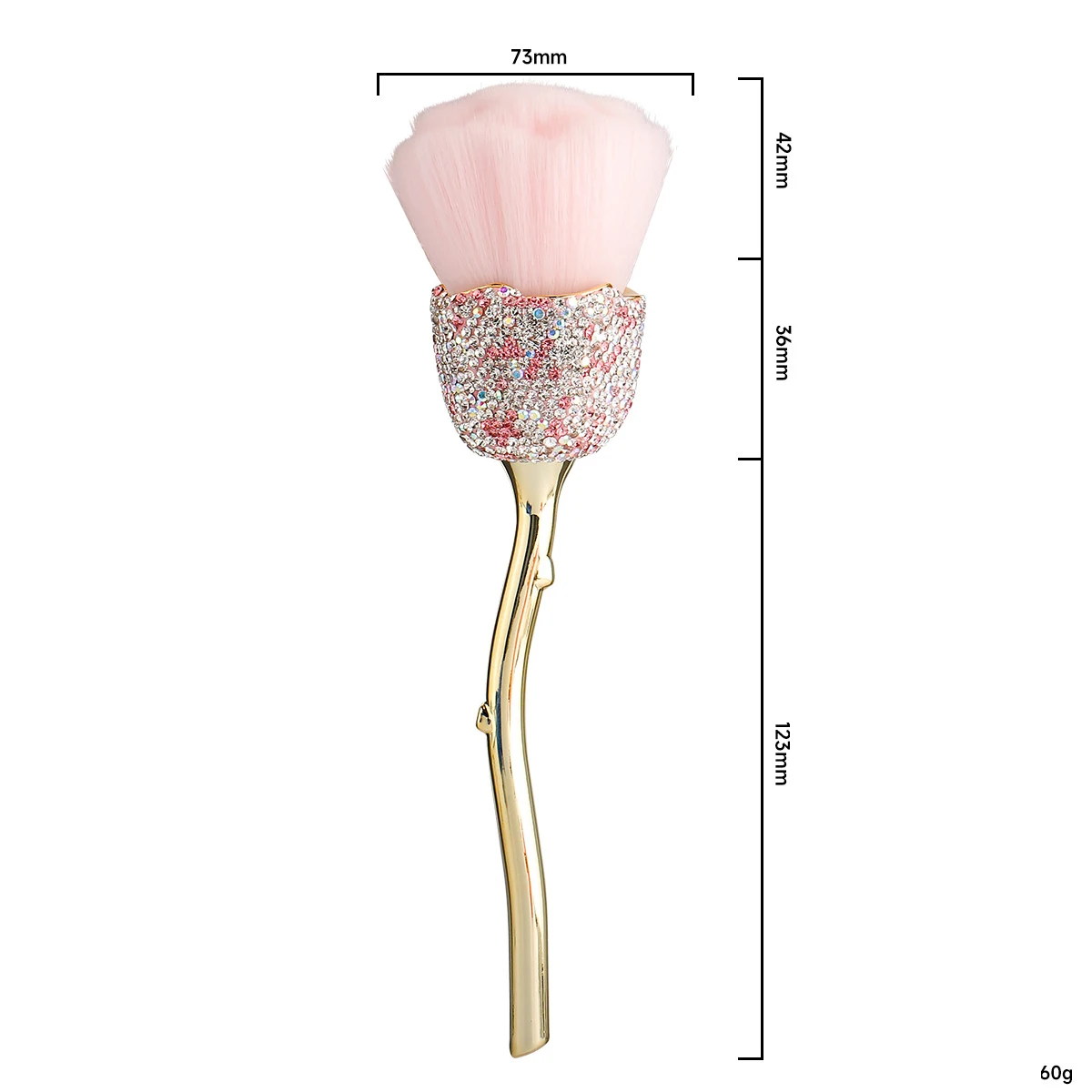 Pinceau de maquillage en strass en forme de fleur, grand pinceau de maquillage pour poudre pour le visage, poudre anti-poussière, fond de teint, pour le maquillage des ongles également