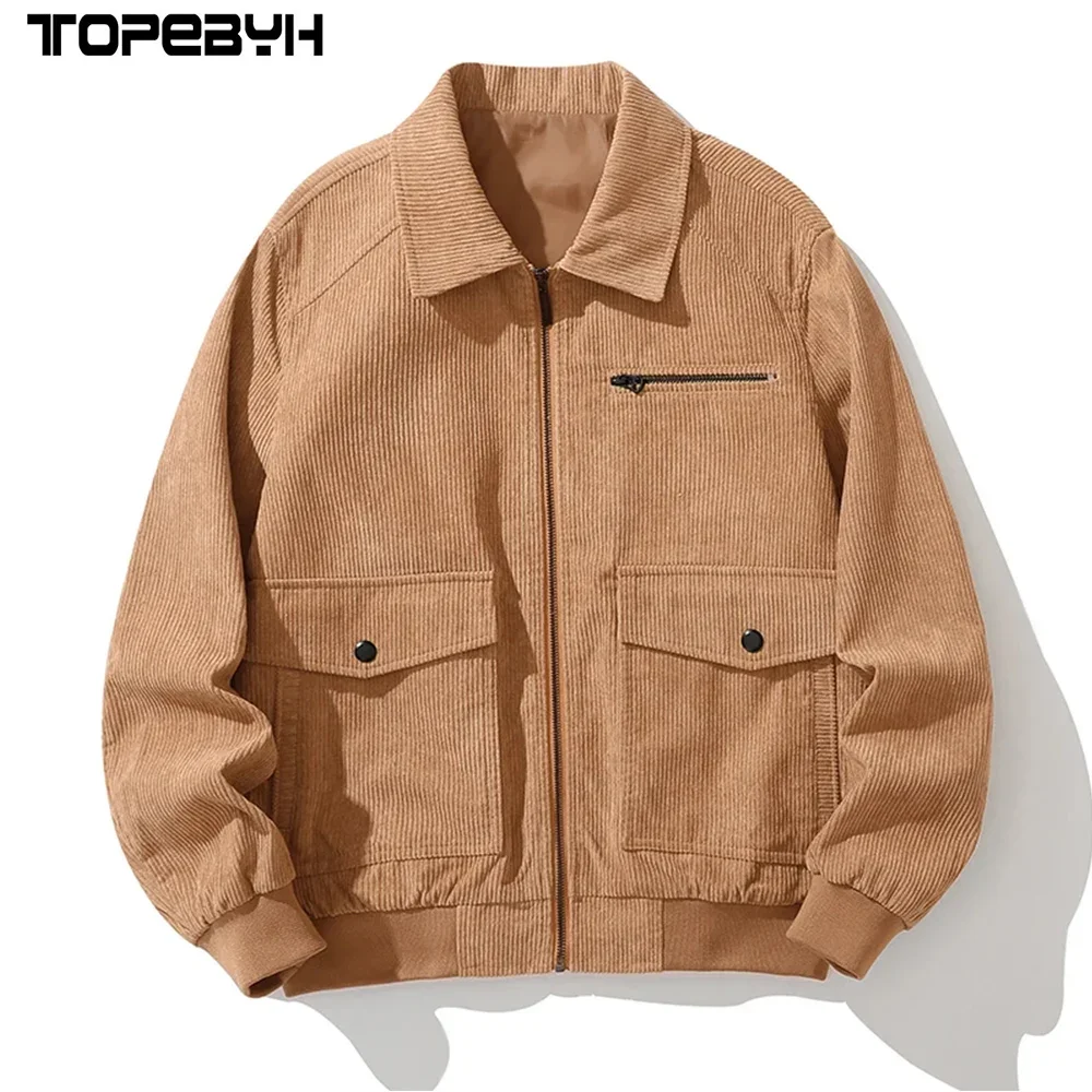 

Trendy New Men's Casual Jacket Version Trendy Harbor Light Corduroy Clothing Lapel Coat