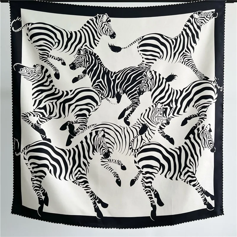 Zebra Print 100% Twill Silk Scarf Neckerchief Shawl Echarpe 35\