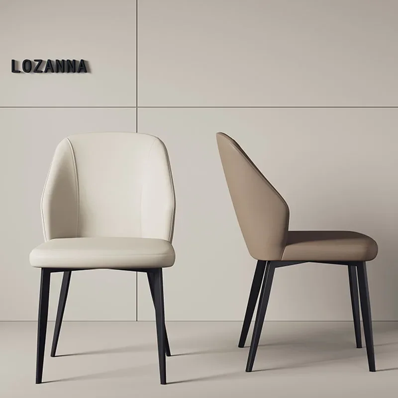 كرسي صالة إيطالي فاخر، تنجيد جلدي، تصميم إسكندنافي بسيط، كرسي جانبي لغرفة المعيشة، مقاعد فاخرة #3