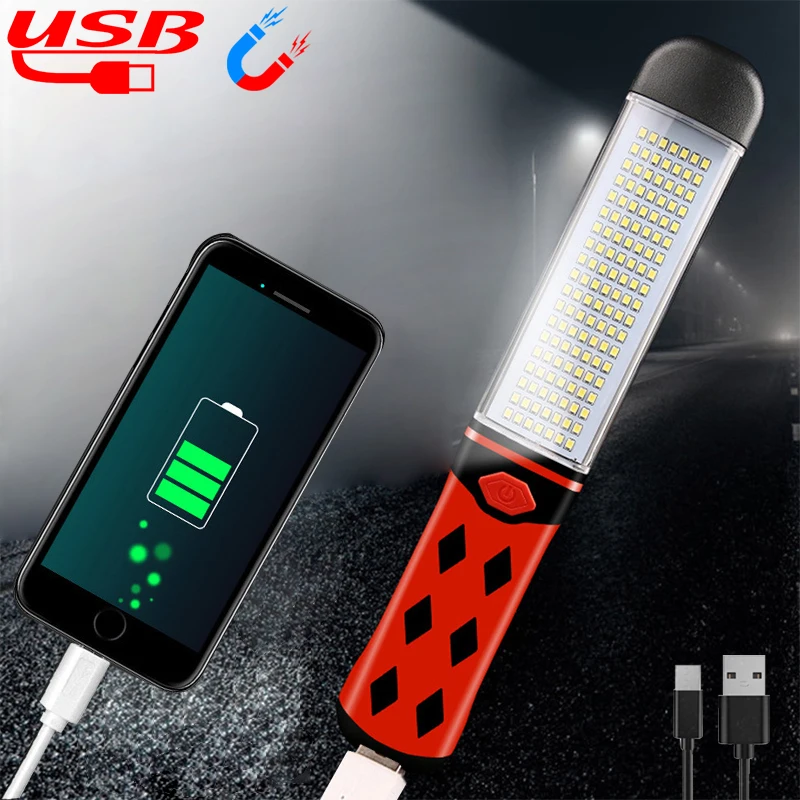 

Portable 133LED Work Light USB Rechargeable Flashlight Magnetic Car Garage Repair Hand Torch Hook Camping Lanterna Waterproof