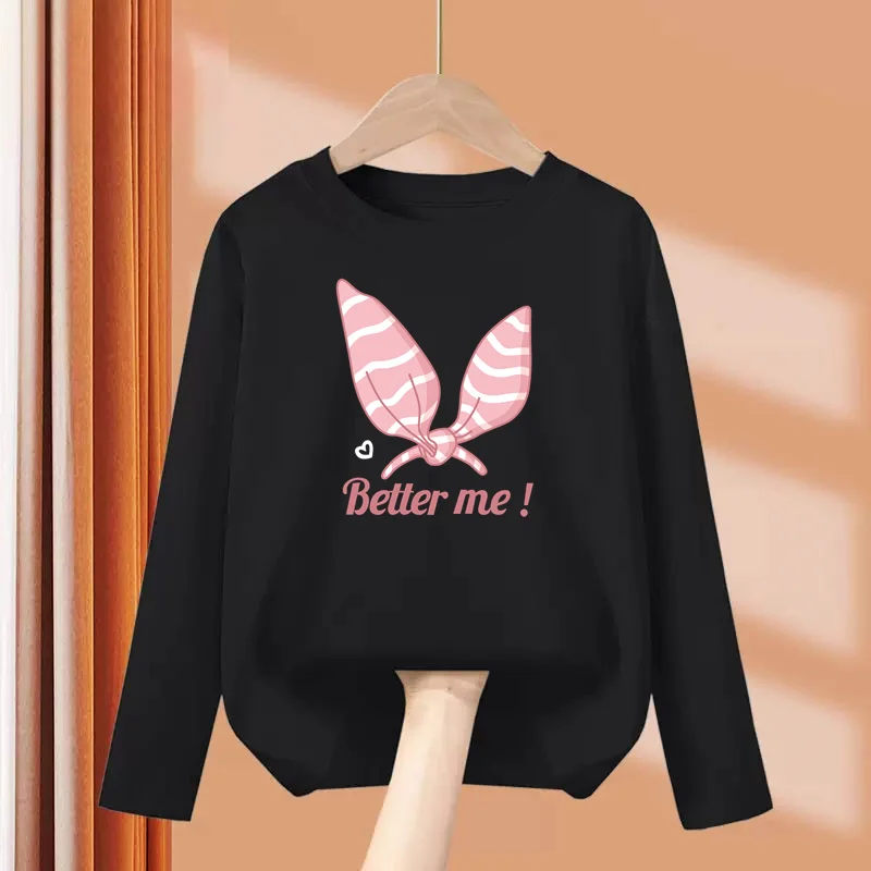 Frühling Langarm T-Shirt Für Baby Mädchen Bogen Cartoon Tops Modische Gedruckt Tees Mädchen Kleidung