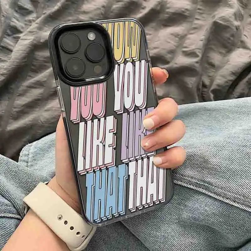 Cool Graffiti Written Language Phone Case For iPhone 15 14 13 12 11 Pro Max XR XS MAX 7 8Plus MINI Y2K Girl Anti Fall Back Cover