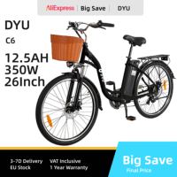 DYU C6 Adult Electric Bicycle 350W Men's E-Mountain ebike 36V12.5AH Battery,26 Inch women's Electric Bike