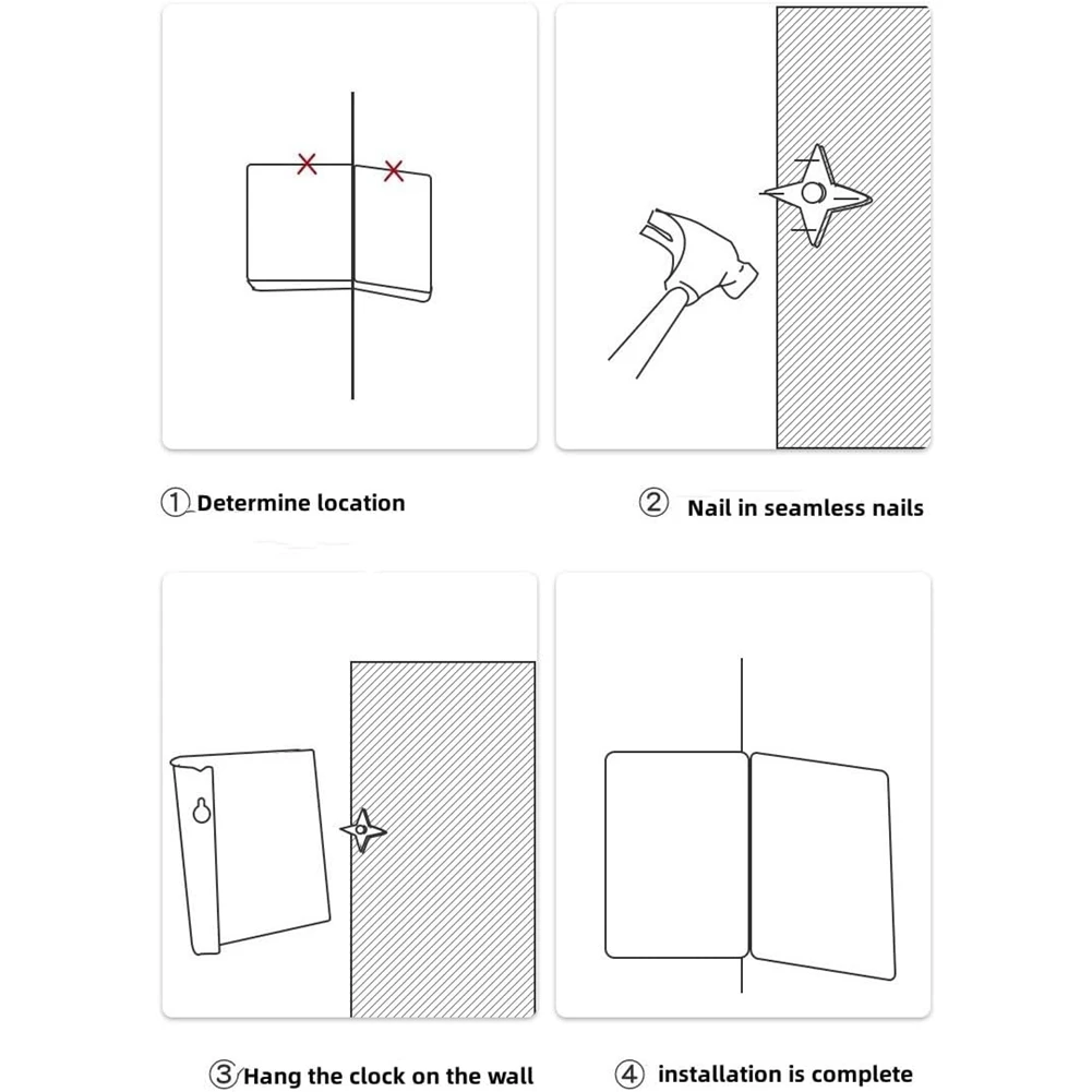 

Квадратные настенные часы со складными углами, стильные бесшумные часы с подсветкой для гостиной, домашнего декора - B Durable-A6