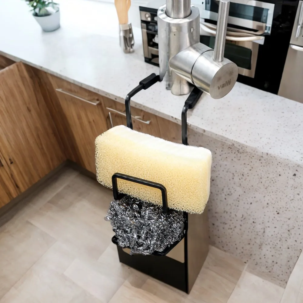 Efficient, Durable Metal Drain Rack with Strong Suction Cups - Practical Dish Cloth and Sponge Drying, Efficient Soap Holder, Sh