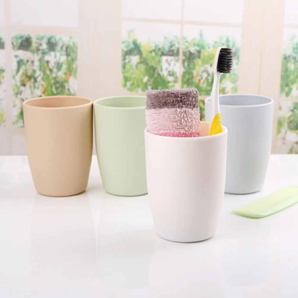 Bathroom Round Tooth Mug Plastic Break-Resistant Unbreakable Drink Cup Coffee Milk Juice Tea 201-300Ml Lightweight Stackable