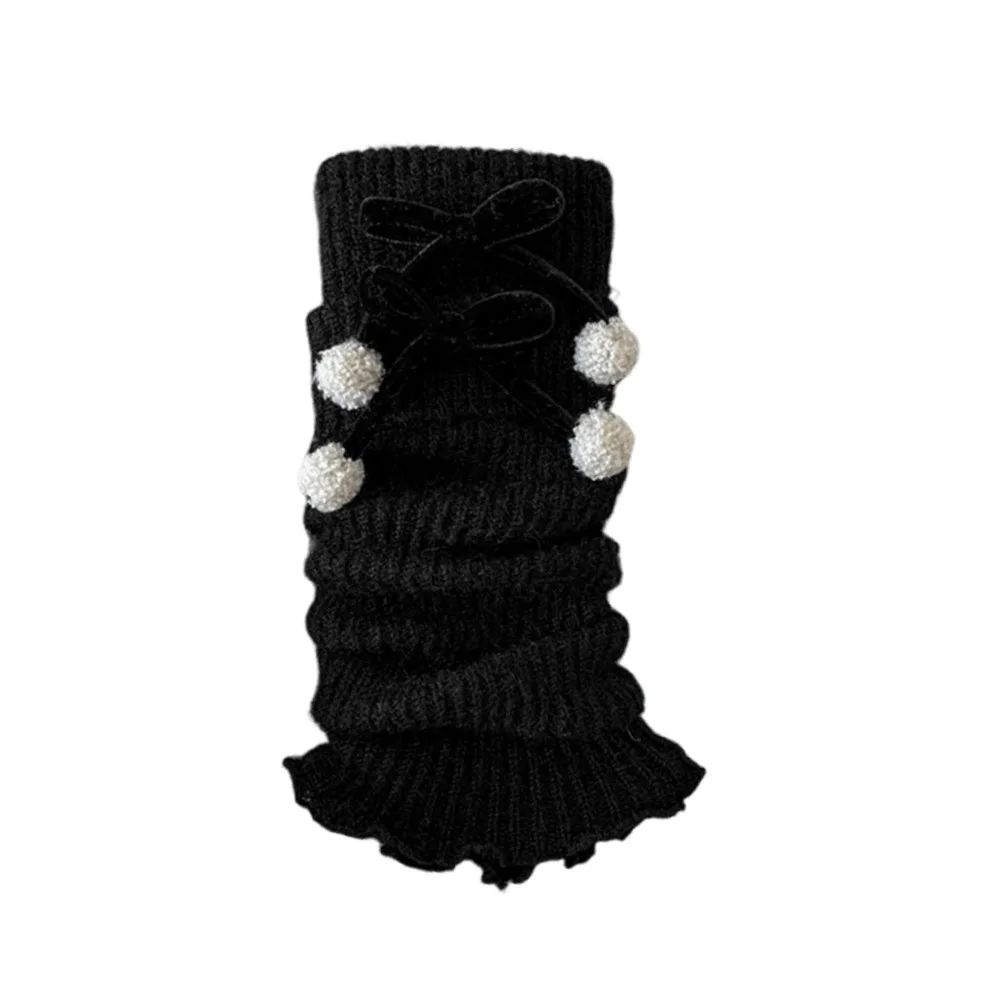 

Сплошной цвет, гетры в стиле Лолиты, утолщенные теплые чехлы для ног, вязаные чехлы для ног, украшения с бантом, вязаные крючком носки