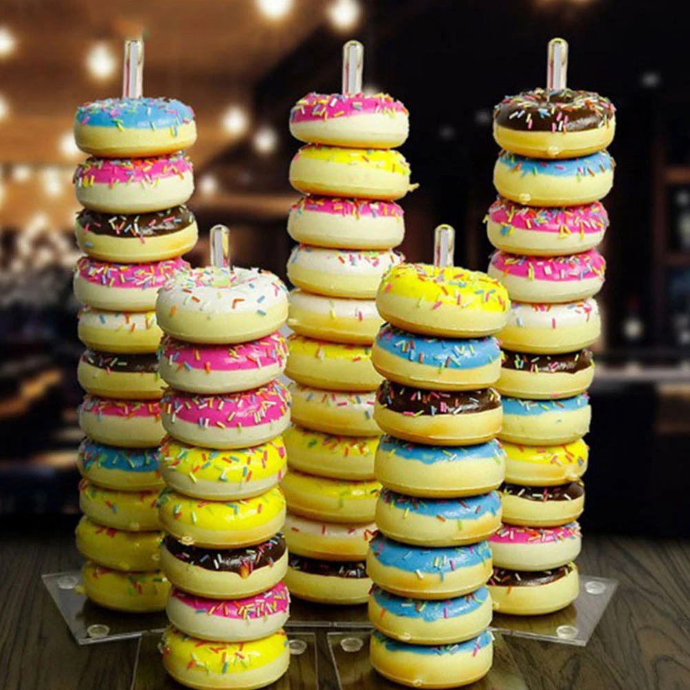 

4 pcs Acrylic Donut Display Stand Clear Tower Lightweight Sturdy for Wedding Party Birthday Festival Decorations Cake Rack