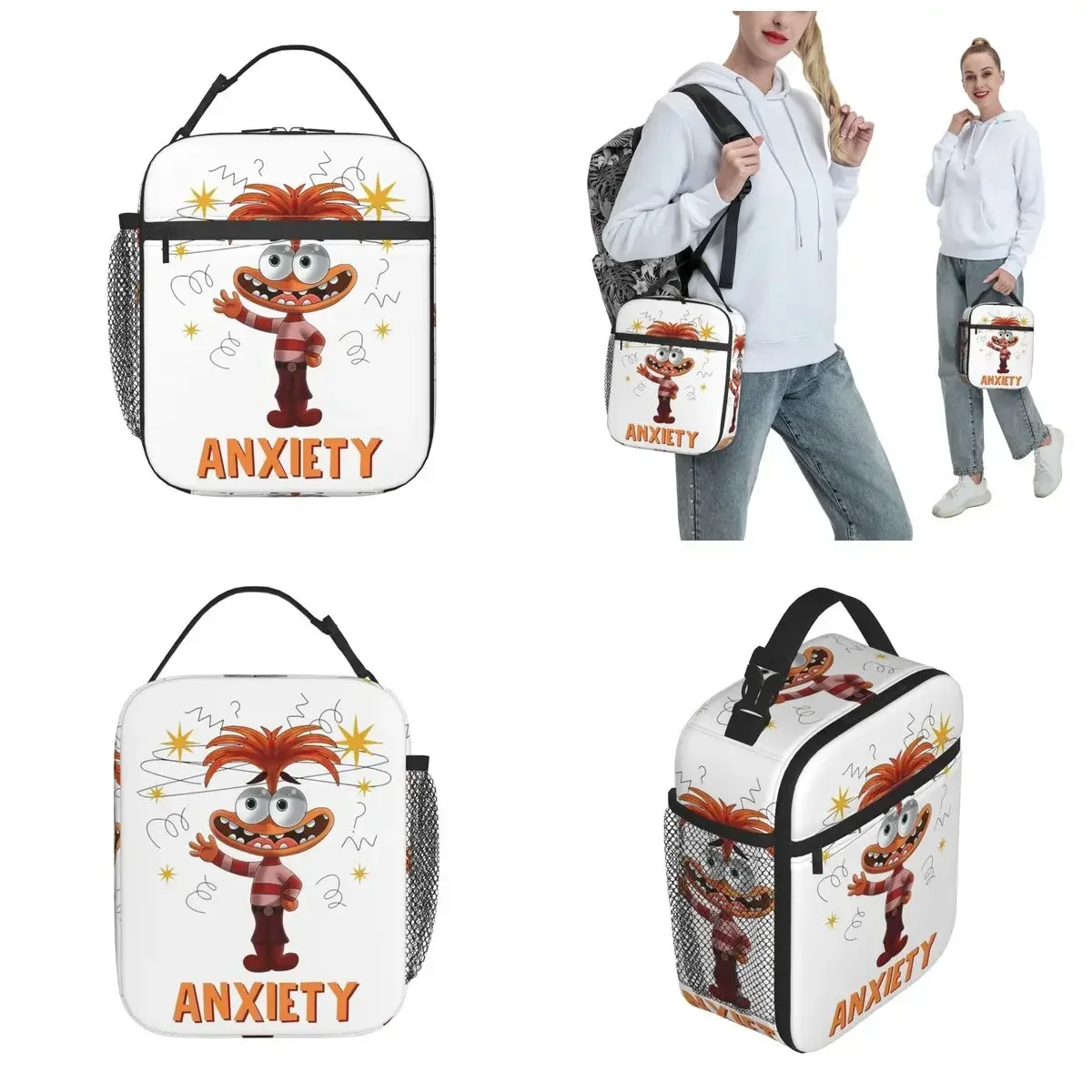 

Inside Out Anxiety Insulated Lunch Bags Portable Cartoon Meal Container Cooler Bag Tote Lunch Box Beach Travel Men Women