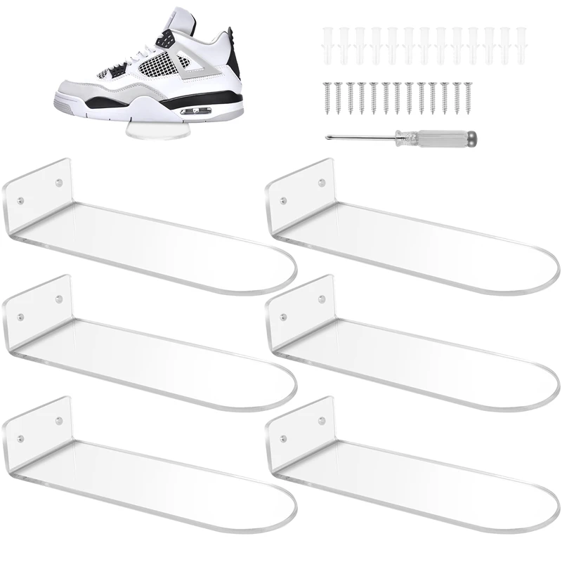 

Floating Shoe Display Shelves For Wall Mount Set Of 8,Clear Acrylic Floating Shelves For Showcase Sneaker Collection