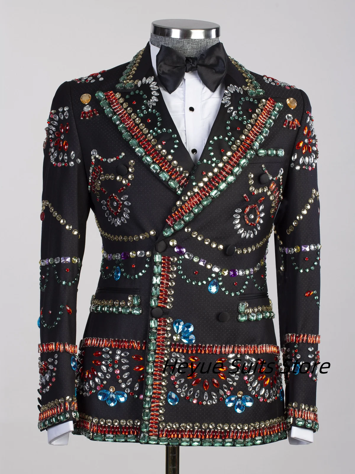 

Luxuly Color Diamond Men Suits Slim Fit Groom Wedding Tuxedos Double-breasted 2 Pieces Sets Male Blazers Customized ropa hombre