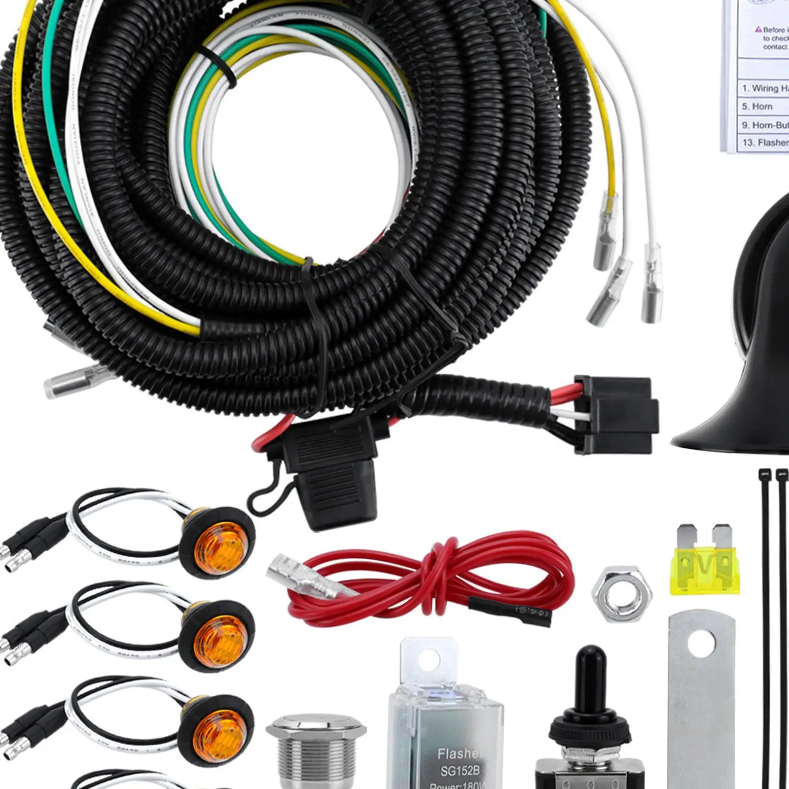 

Комплект поворотников для UTV/ATV с гудками и желтыми светодиодными фонарями для гольф-каров: повышенная безопасность, разрешено для использования на дорогах общего пользования, с проводкой.