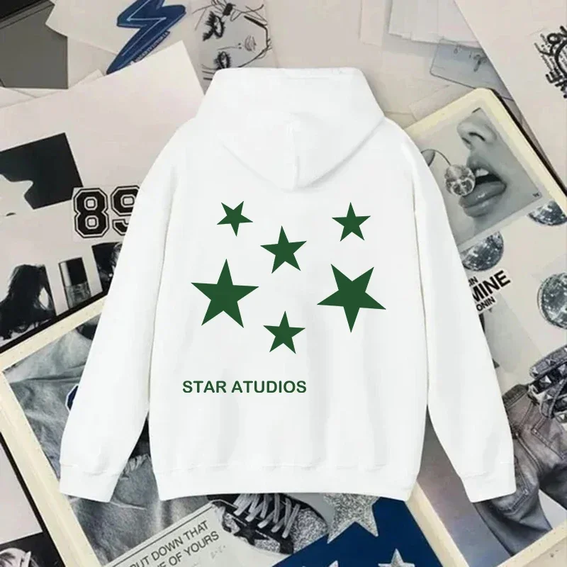 

Y2K Hoodies Women Harajuku Hip Hop Letter Star Graphic Printed Loose Sweatshirt Punk Rock Gothic Clothes Top Streetwear EMO Girl