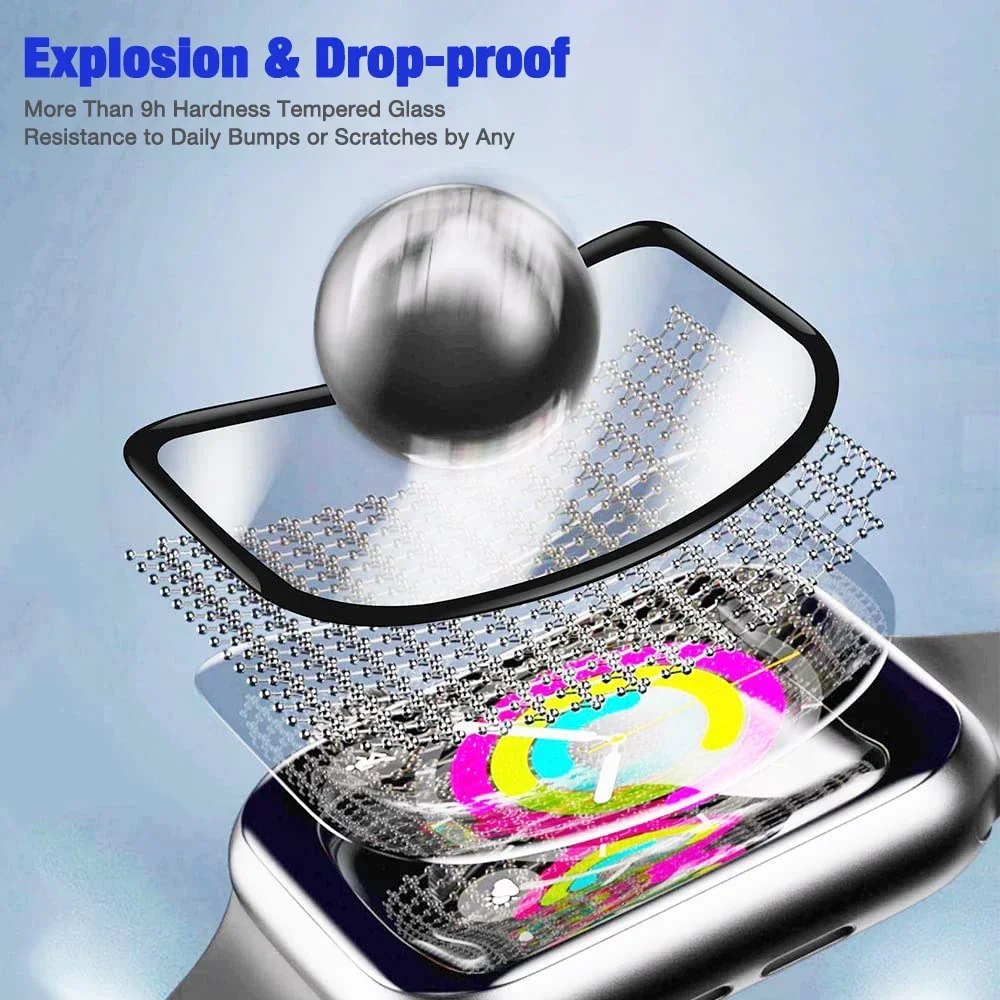 Screen Protector For Apple Watch series 9 8 7 45mm 41mm Accessories Soft Glass 9D HD Full Film iWatch 6 5 3 se 44mm 40mm 42 38mm image 5