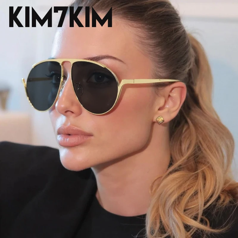 

Oversized Pilot Oval Sunglasses Women Big 2025 Luxury Brand Vintage Metal Frame UV400 Sun Glasses For Lady Trendy Eyewear Shades