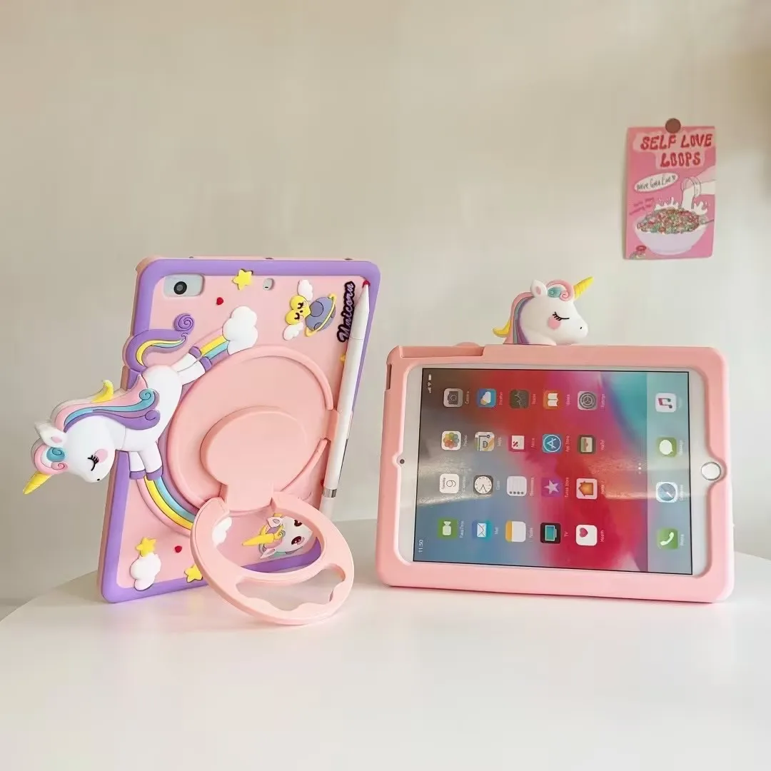 Kids Case for Samsung Galaxy Tab A9 8.7 X110 A9+ 11 inch X210 Unicorn Cover for A7 Lite T220 A8 10.5 X200 with Rotating Stand