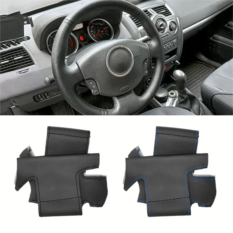 Per Renault Megane 2 2003-2008 Kangoo 2008 Scenic 2 2003-2009 coprivolante per auto in pelle microfibra perforata treccia a mano