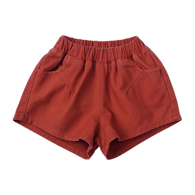 

Kids Summer Cotton Shorts 1-7 Years Children Shorts for Girls Elastic Waistband Short Pants Solid Color Short Pants Pokcets