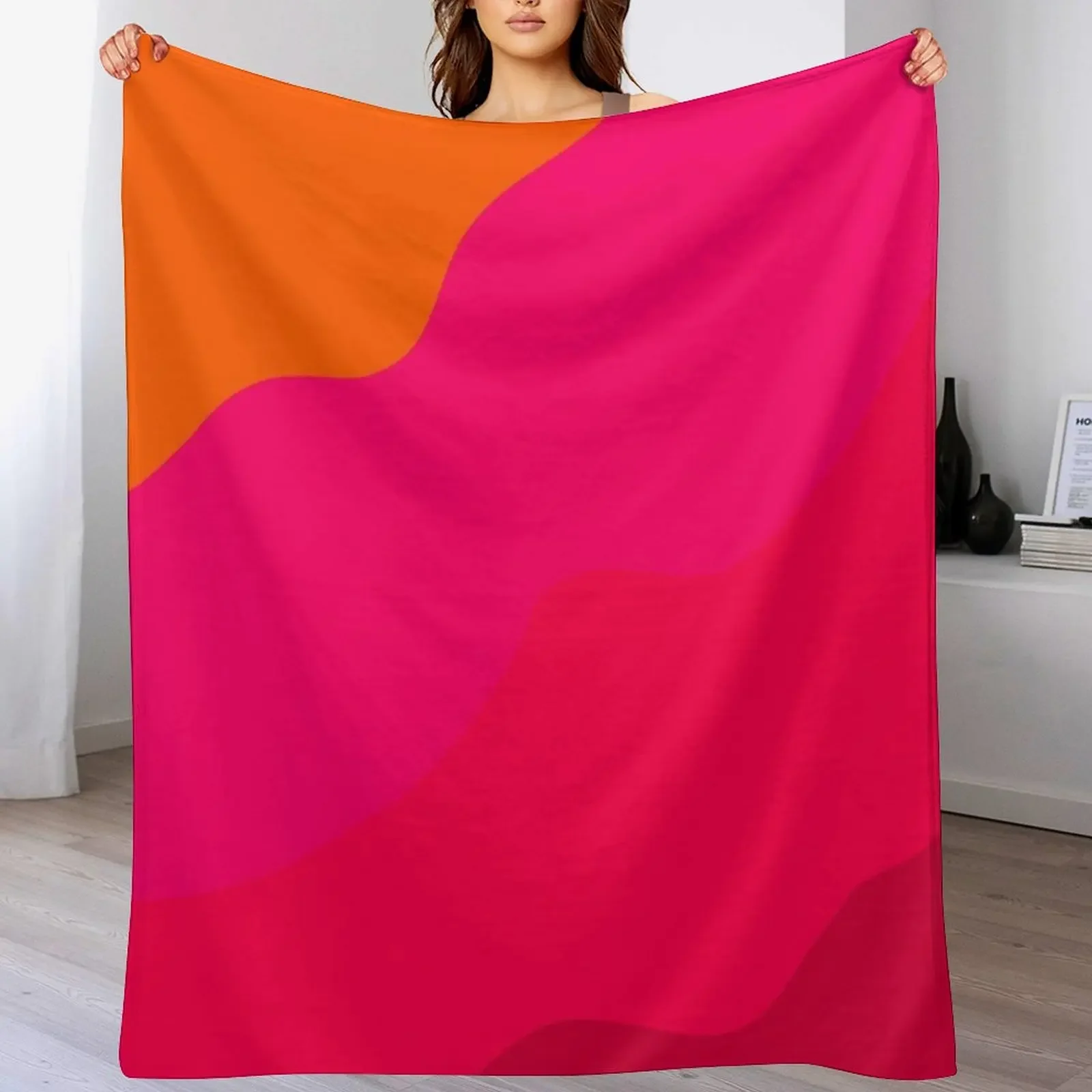Hot Pink to Orange II Throw Blanket Cozy Light Blanket for Travel Camping Picnic