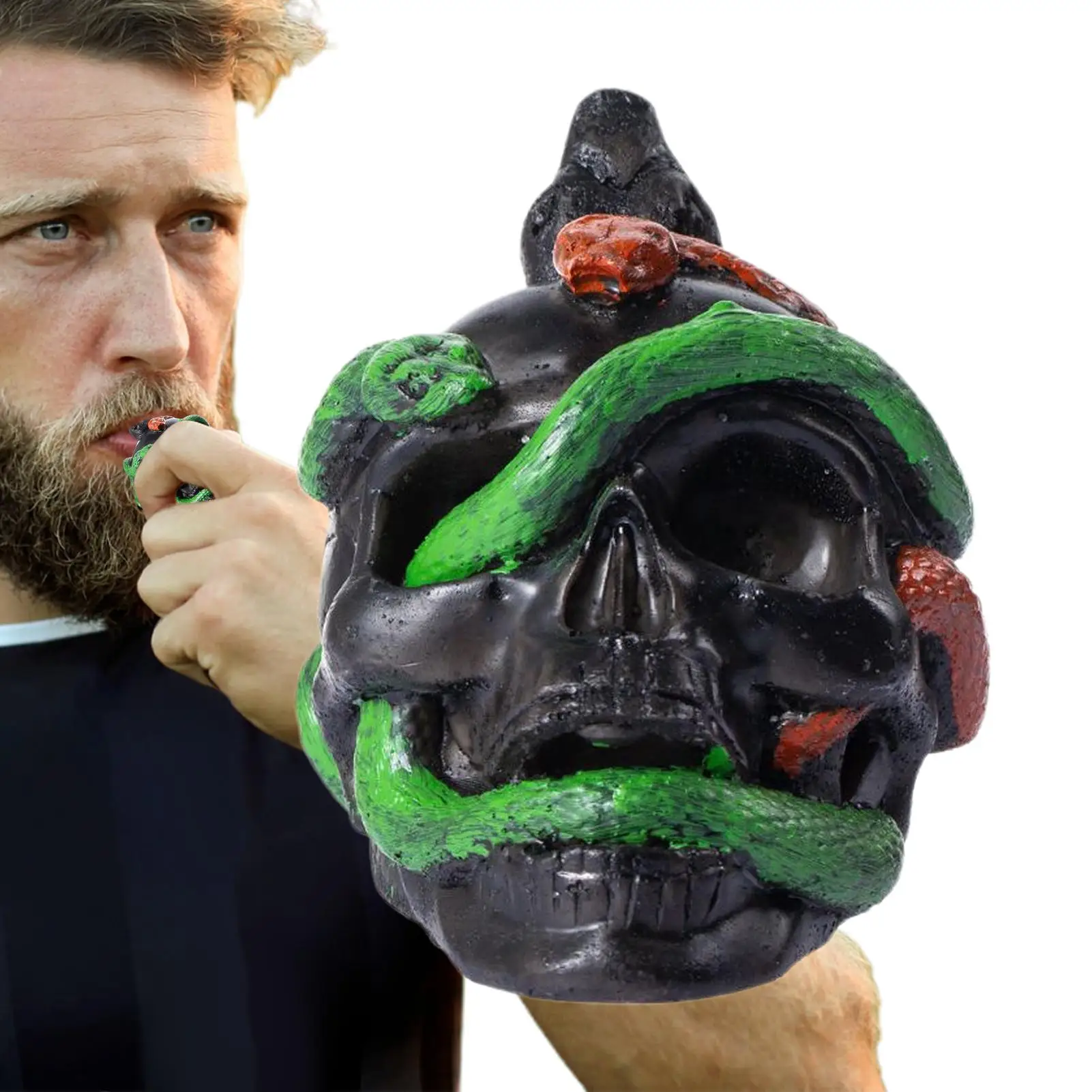 Aztec Death Whistle Skull Snake, Screaming Halloween Sound Prank Prop, Terrifying Scary Noise Maker Haunted House Party