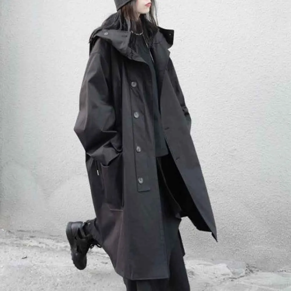 

XS-5XL Winter New Men's Long-Sleeved Hooded Trench Jacket American Retro Fashion Trendy High Street Loose Casual Niche Men's Top