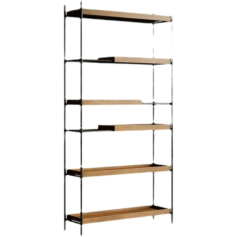 

American modern simple solid wood bookshelf floor office partition shelf living room multi-layer storage display shelf