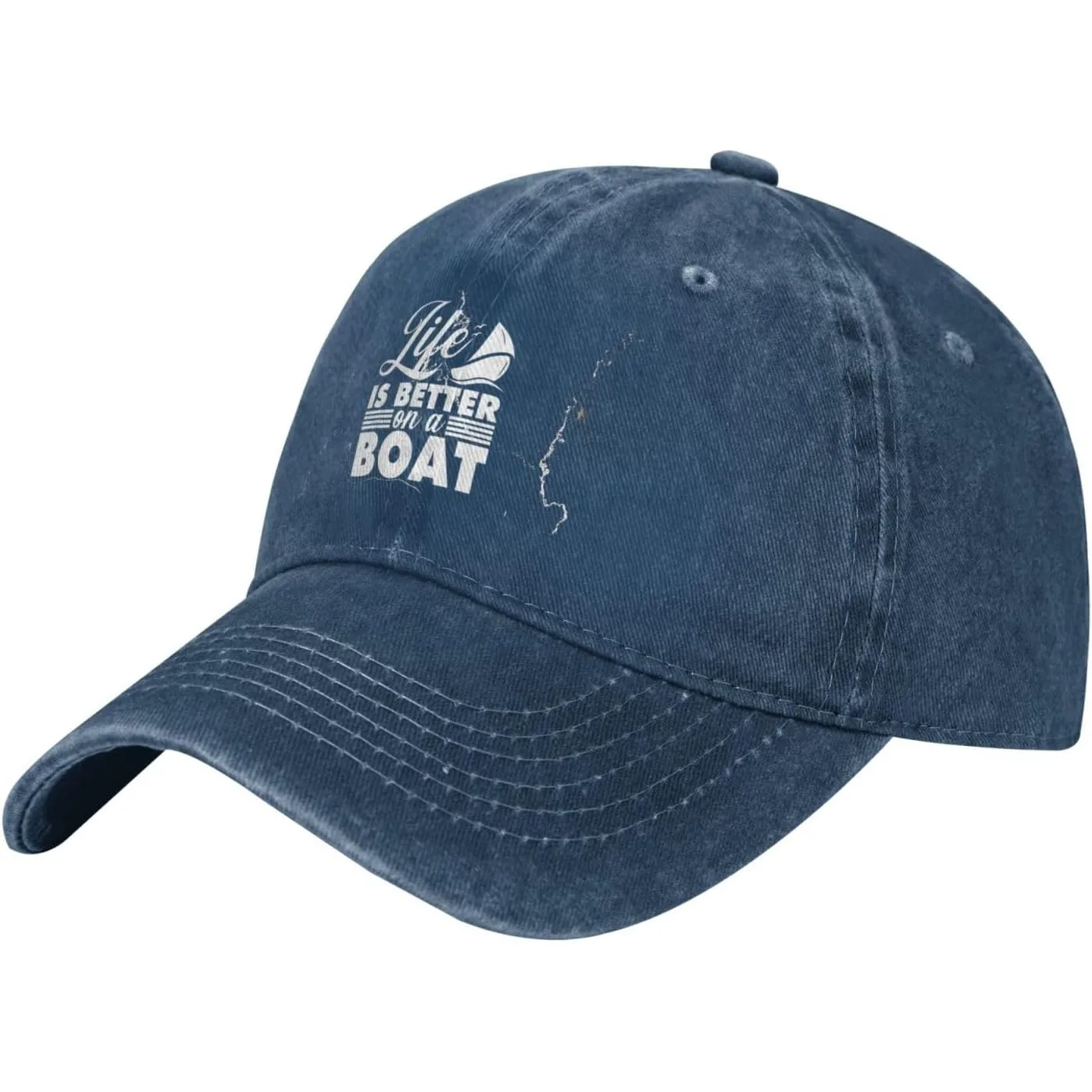 Life Is Better On A Boat Baseball Cap Washed Cotton Casual Sun Protection Adjustable Dad Hat