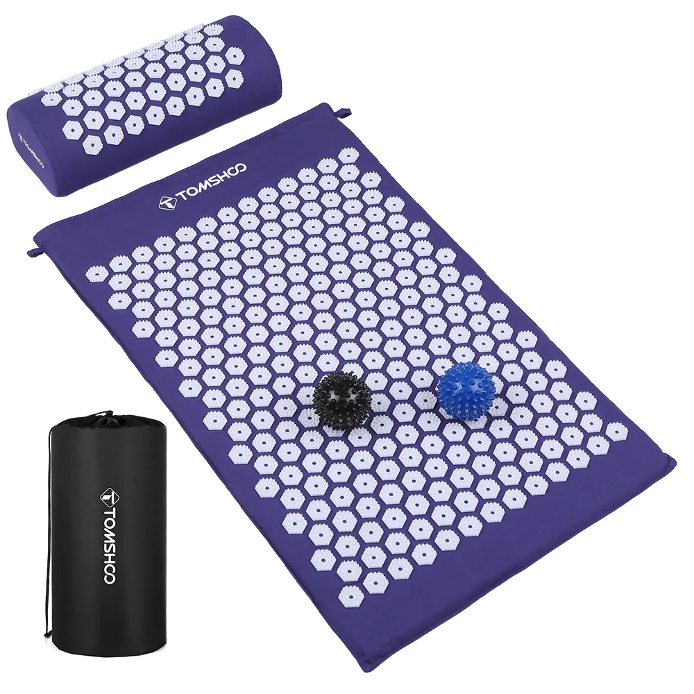 TOMSHOO Acupressure Mat and Pillow Massage Set with Bag for Muscle Relaxation Stress Relief