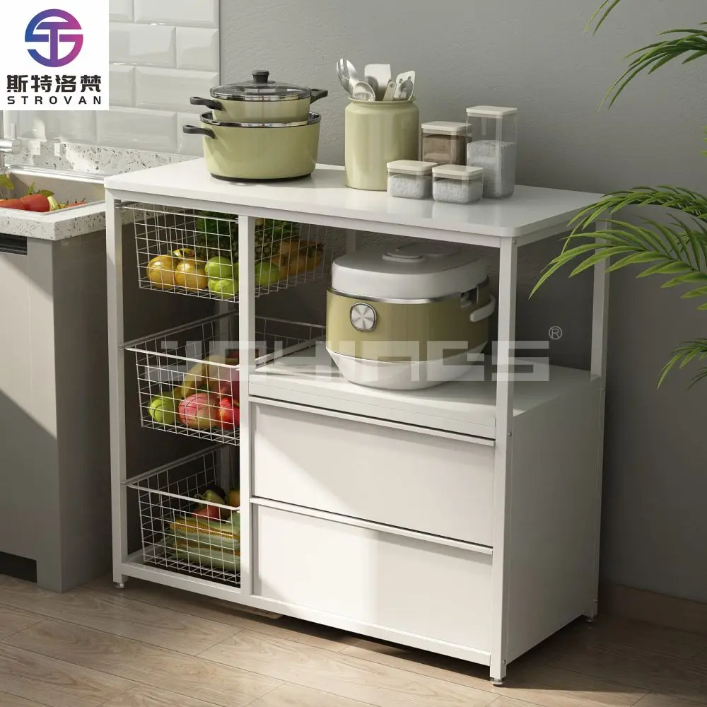 

Kitchen Storage Organizer Space Saving Wall Rack Multi-layer Cabinet Multi-functional Cabinet Storage Cabinet